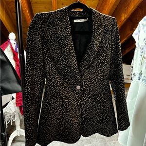 Alice + Olivia black blazer with gold sparkles